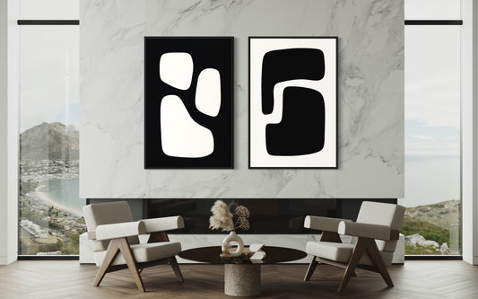 JAPANDI 1 - Framed Wall Art Set of 2 (Black Frame)
