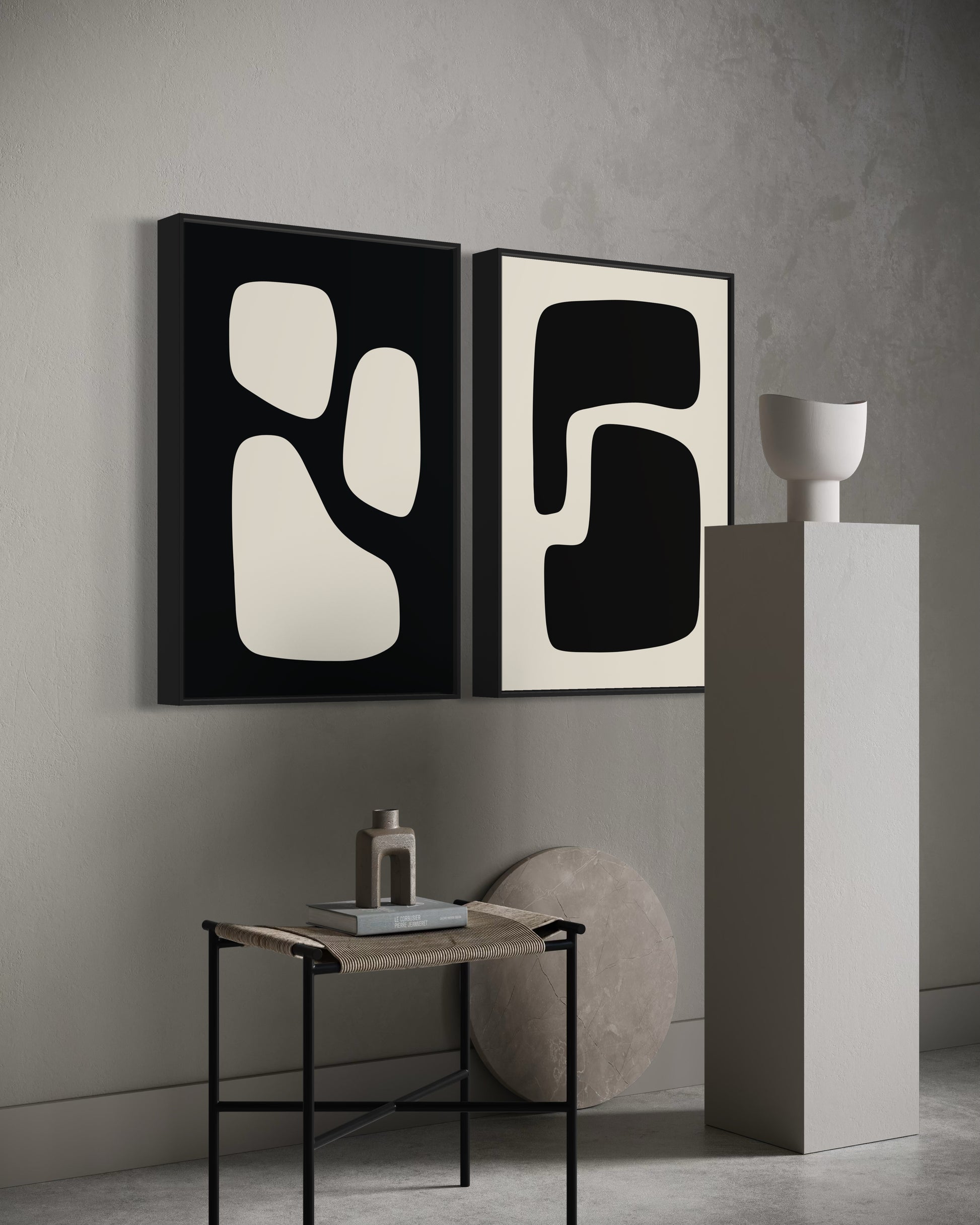 "JAPANDI 3" - Wall Art Set of 2 (Black Frame)