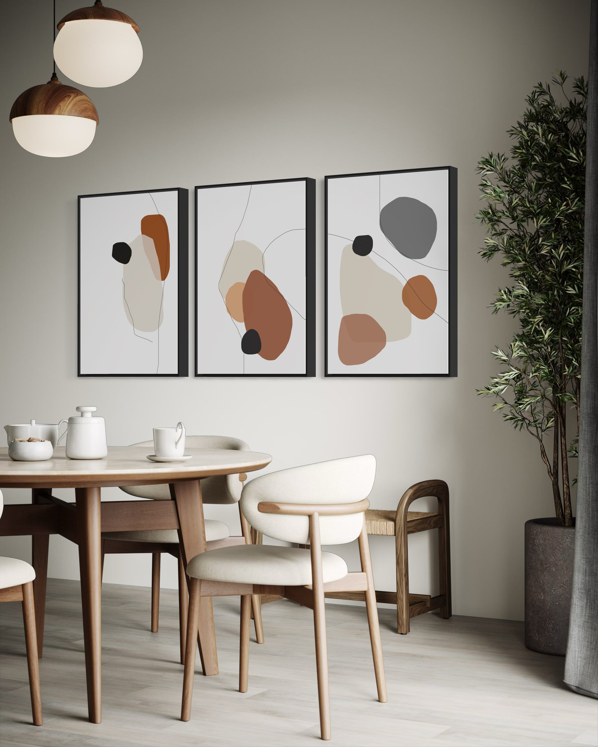 "ALIGNED" - Wall Art Set of 3 (Black Frame)