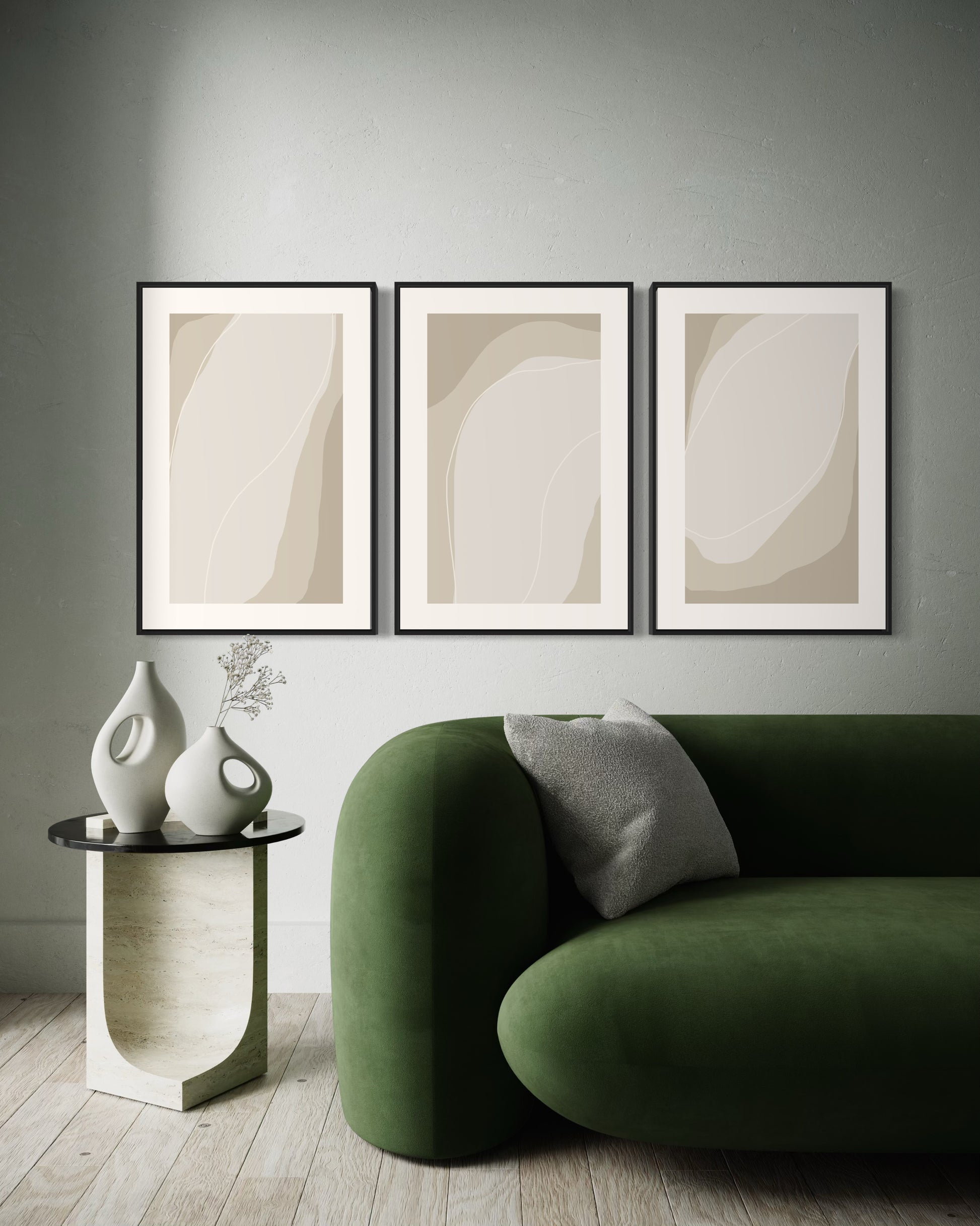 "SURROUNDING ENERGY" - Wall Art Set of 3 (Black Frame)