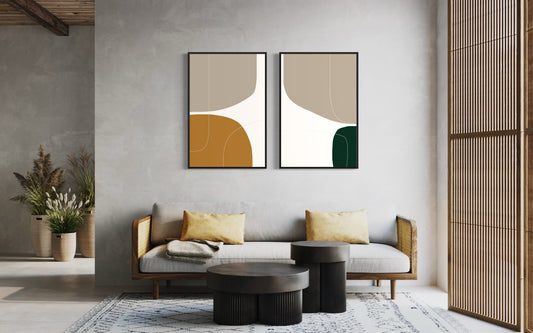 "EARTH" - Wall Art Set of 2 (Black Frame)