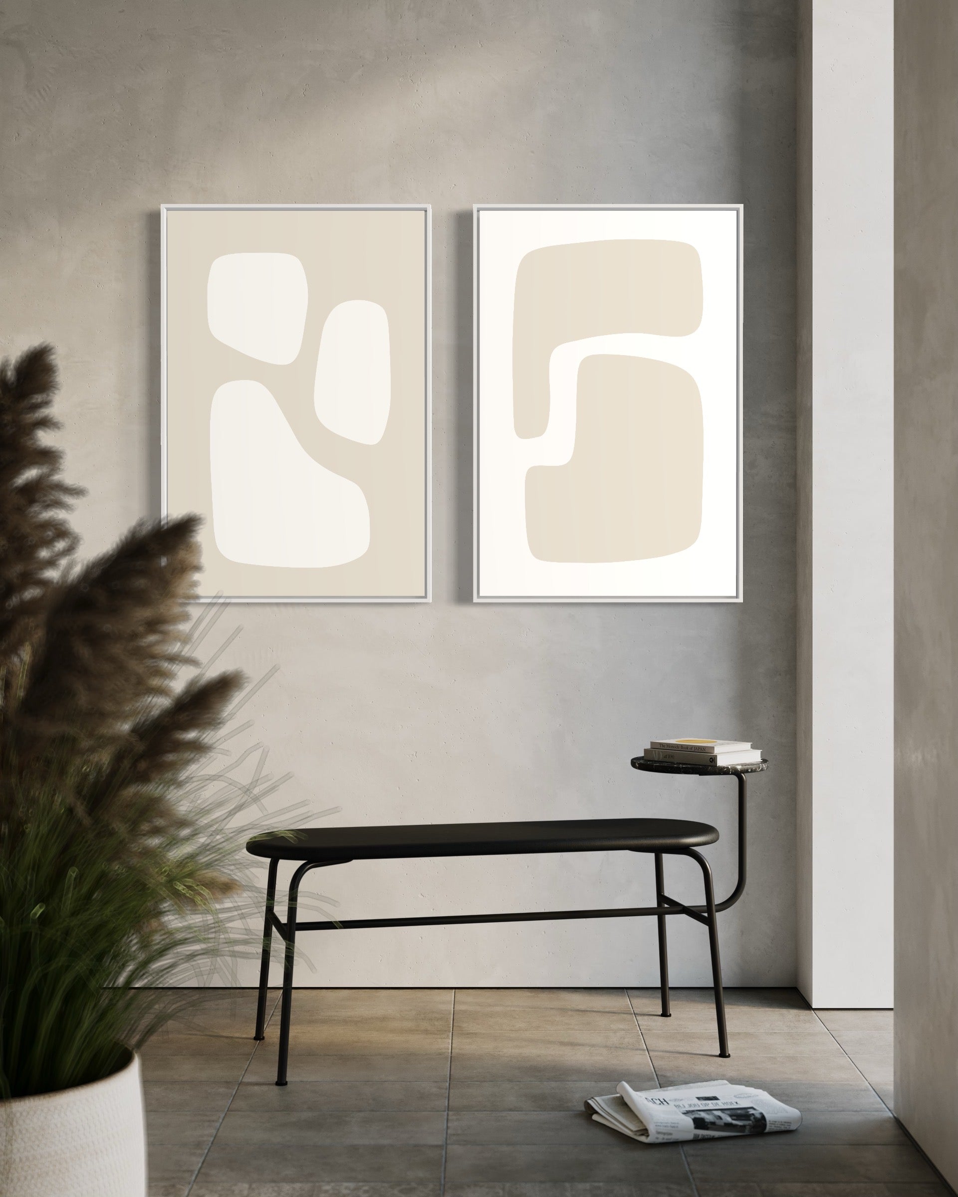 "JAPANDI 2" - Wall Art Set of 2 (White Frame)