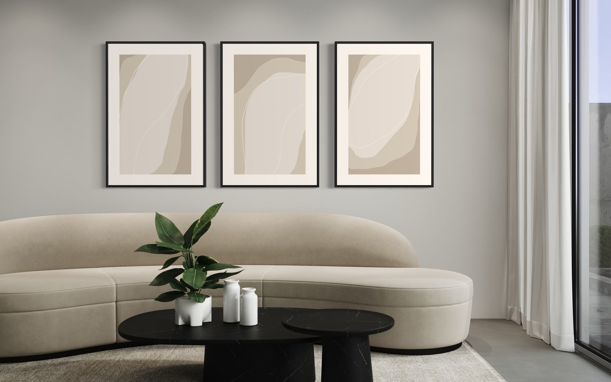 "SURROUNDING ENERGY" - Wall Art Set of 3 (Black Frame)