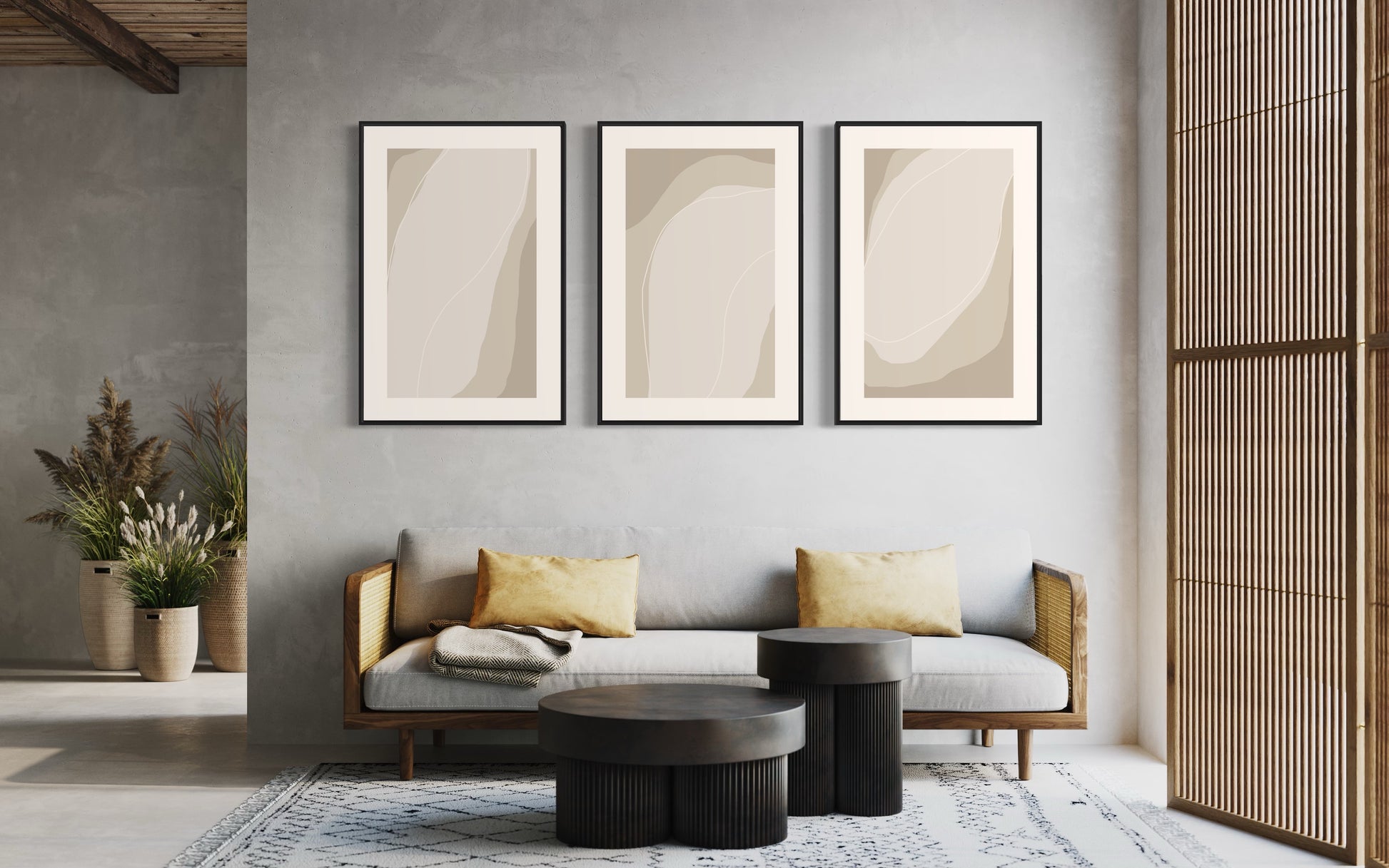 "SURROUNDING ENERGY" - Wall Art Set of 3 (Black Frame)