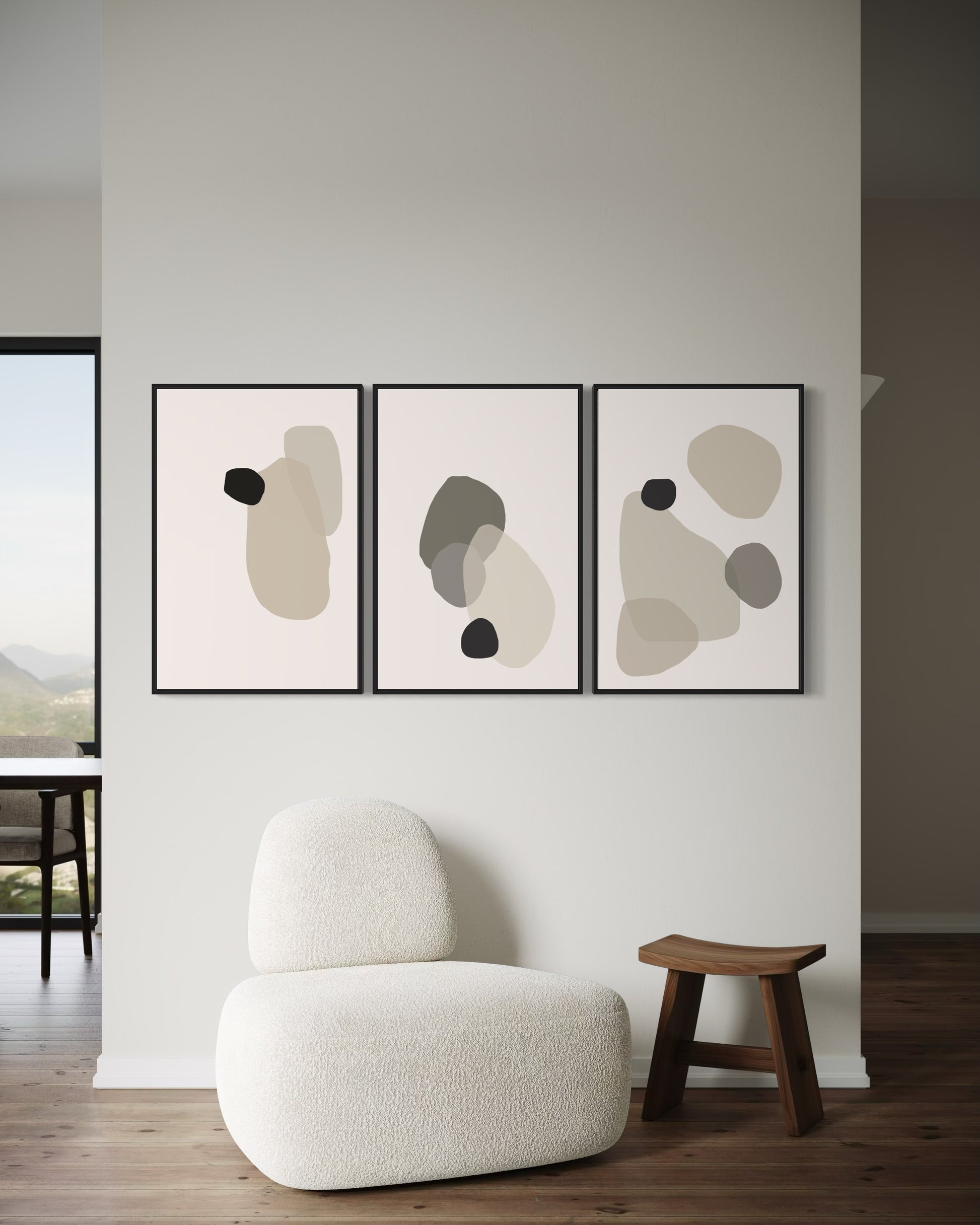 "LOFT" - Wall Art Set of 3 (Black Frame)