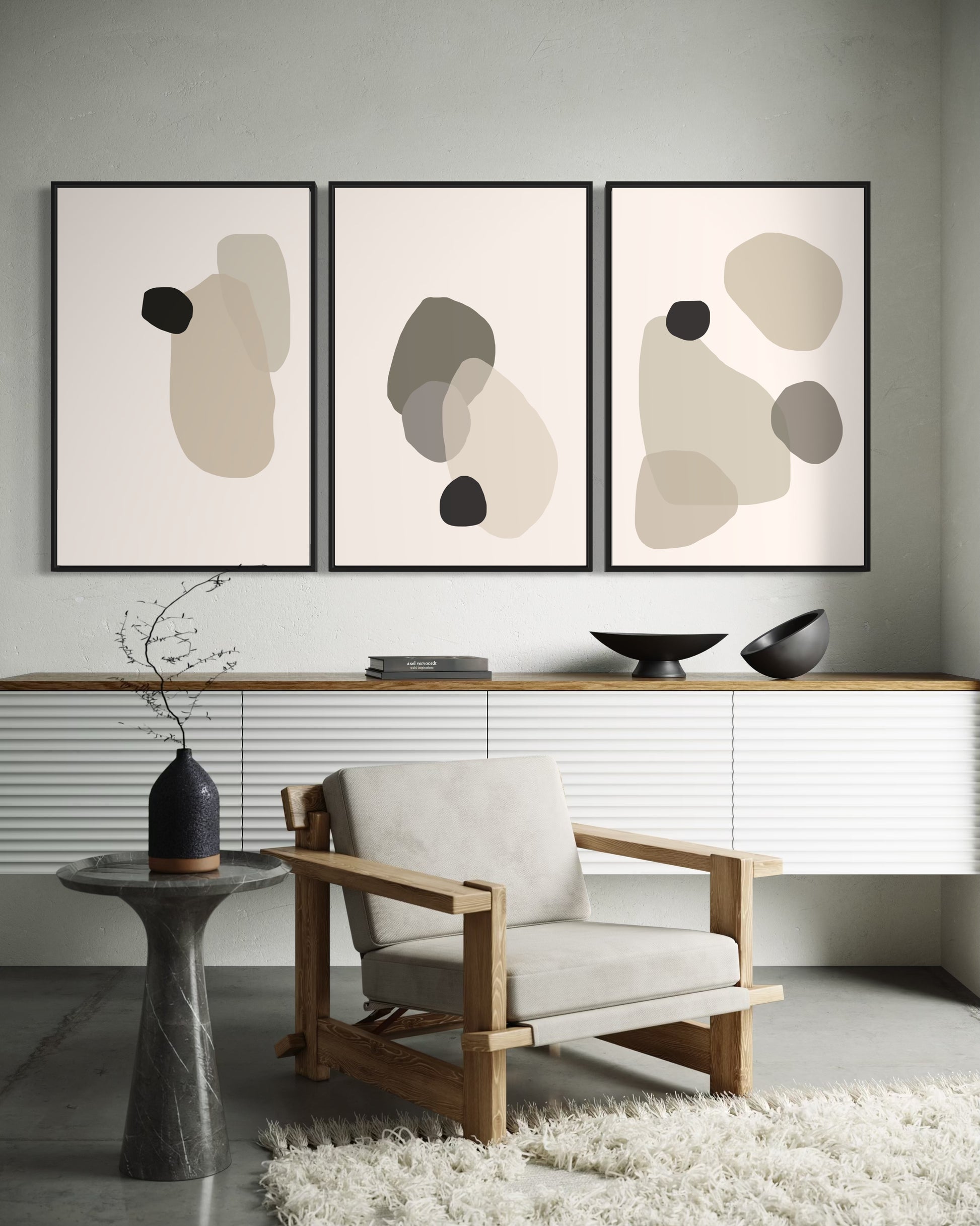 "LOFT" - Wall Art Set of 3 (Black Frame)