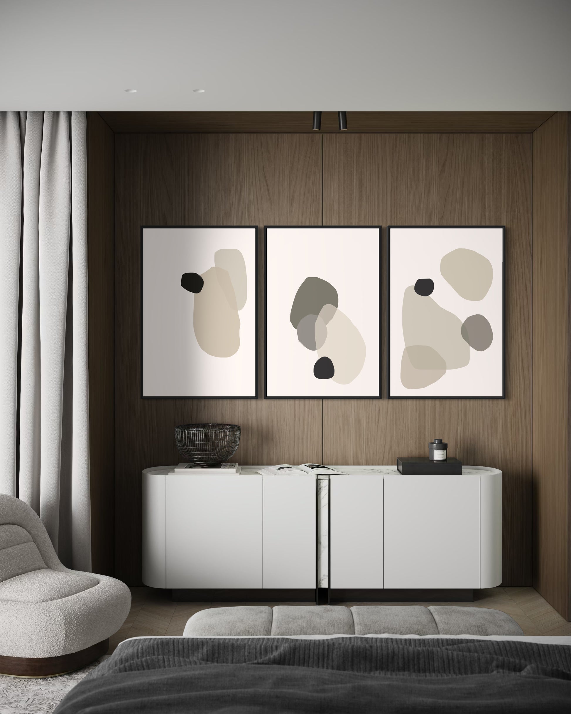 "LOFT" - Wall Art Set of 3 (Black Frame)