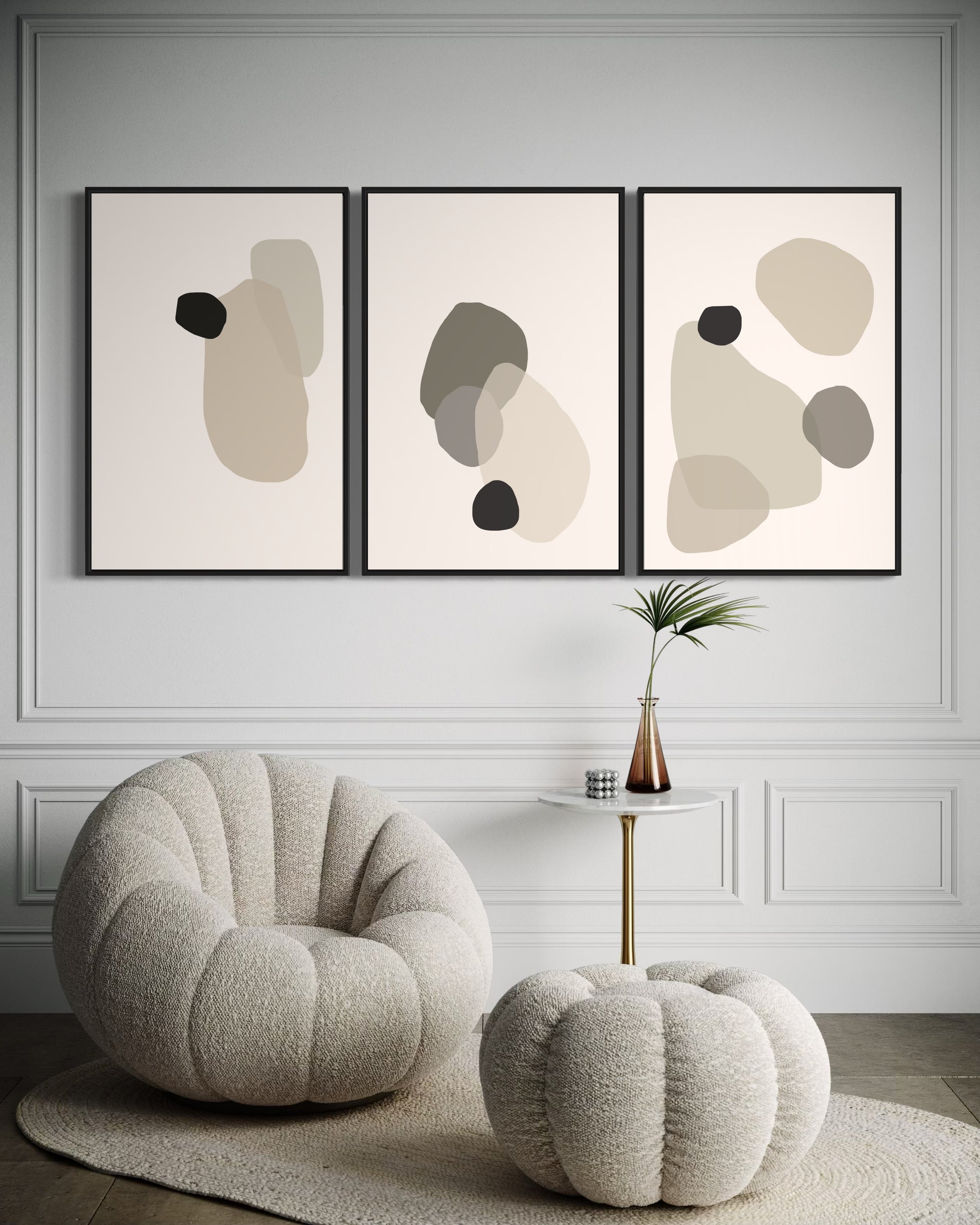 "LOFT" - Wall Art Set of 3 (Black Frame)