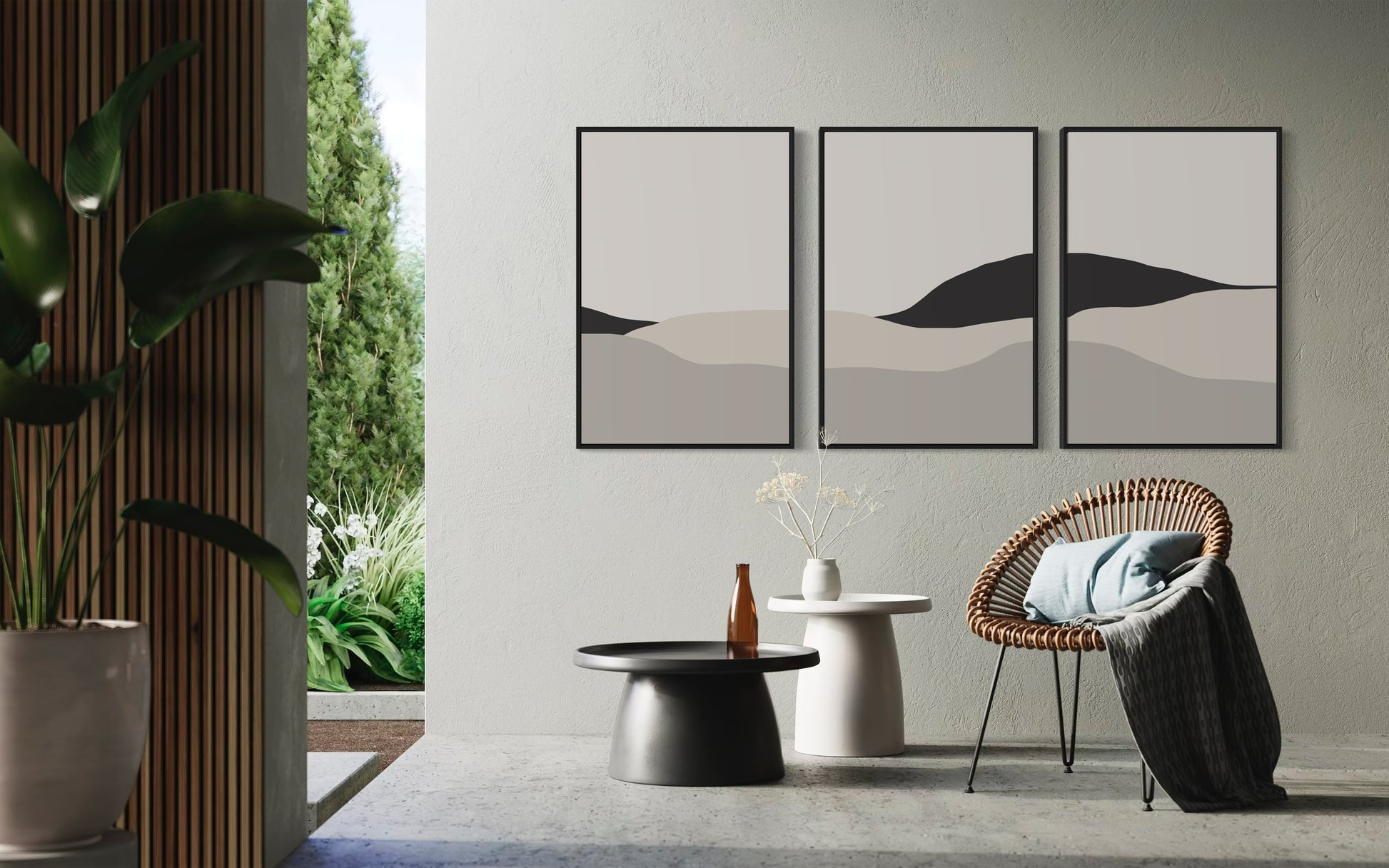 "DUNES" - Wall Art Set of 3 (Black Frame)