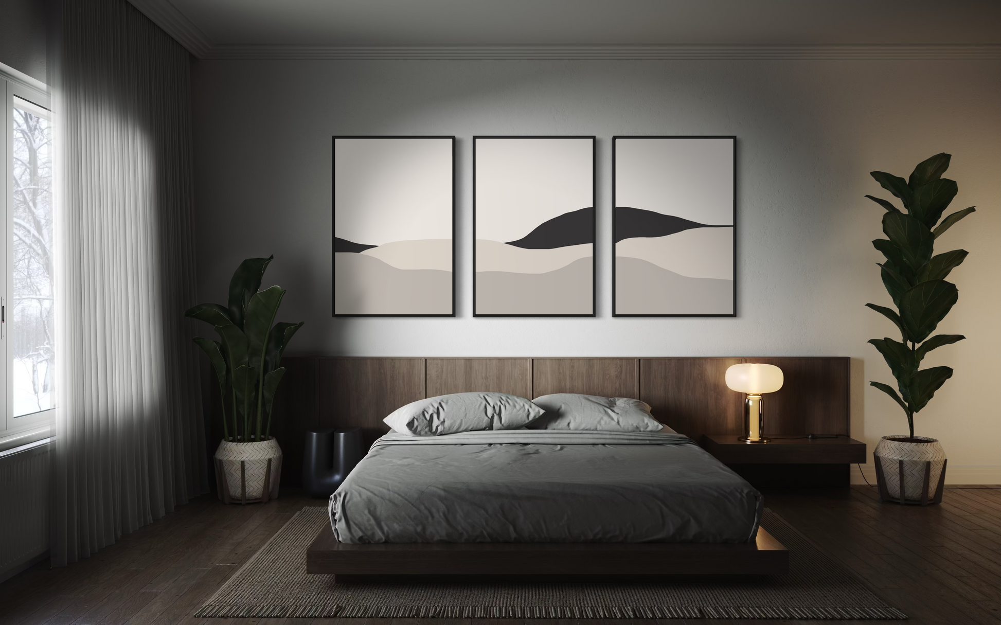 "DUNES" - Wall Art Set of 3 (Black Frame)