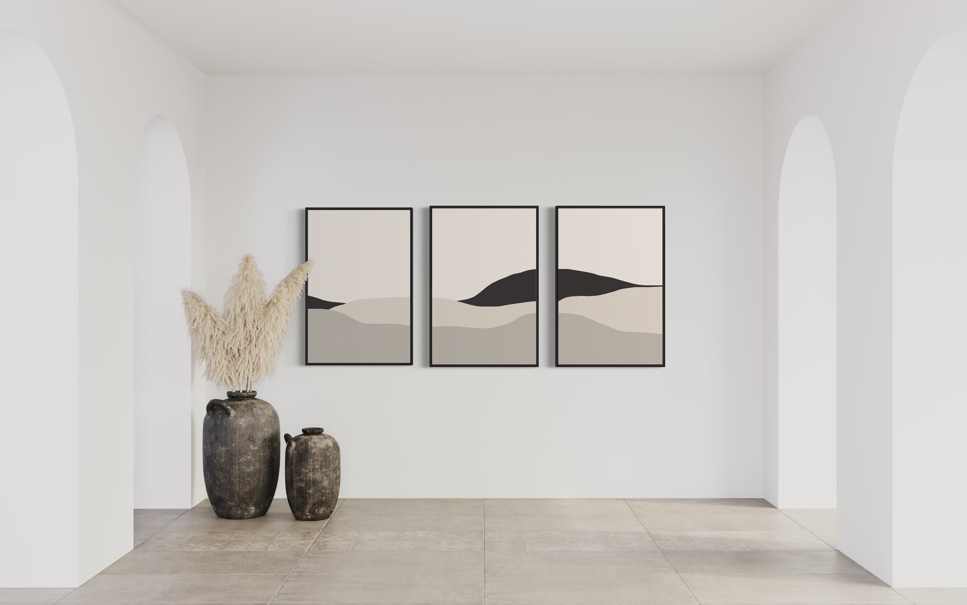 "DUNES" - Wall Art Set of 3 (Black Frame)