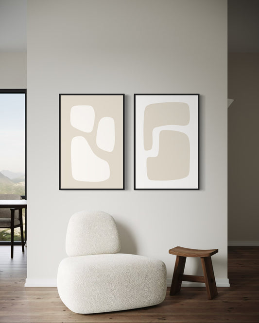 "JAPANDI 2" - Wall Art Set of 2 (Black Frame)