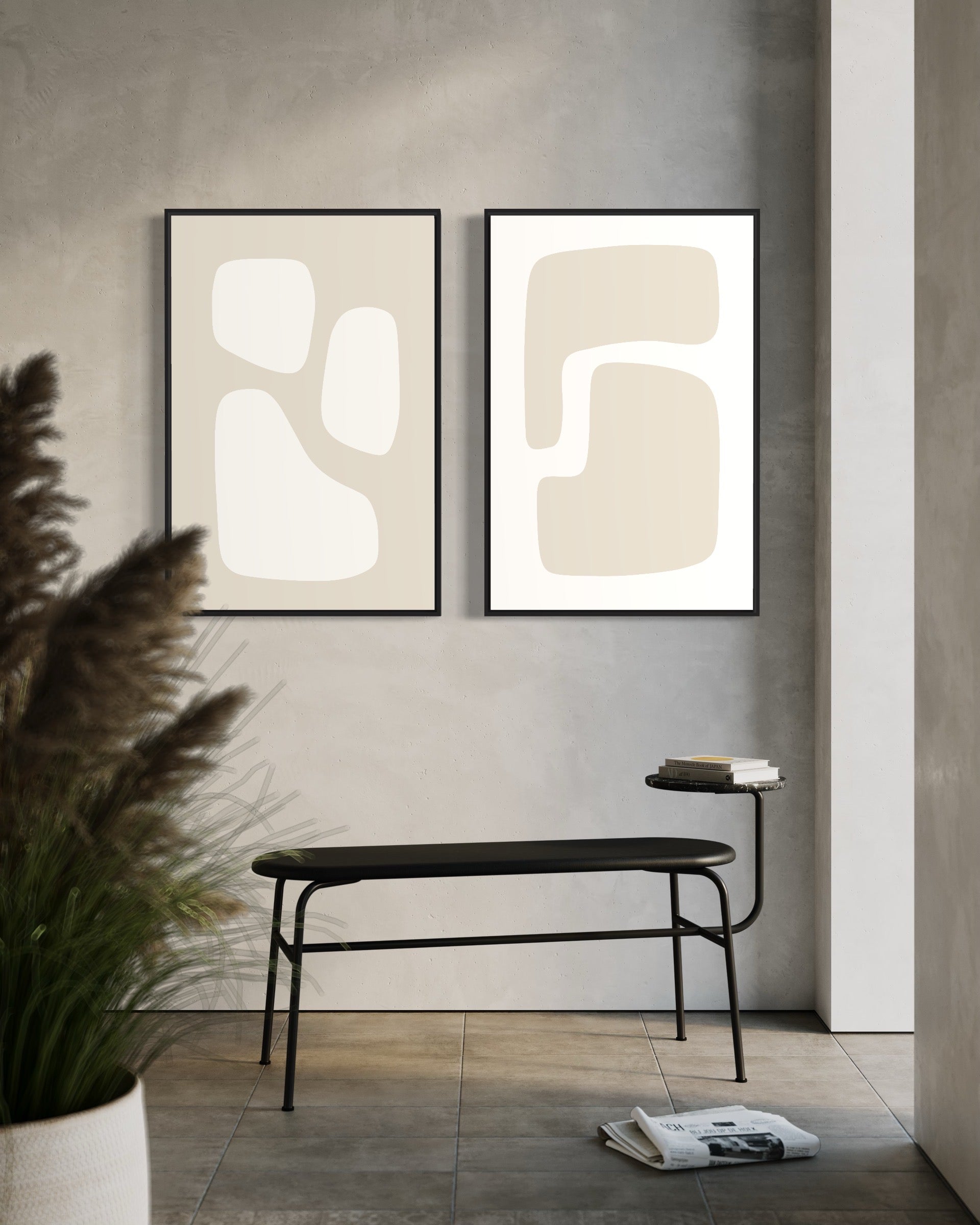 "JAPANDI 2" - Wall Art Set of 2 (Black Frame)