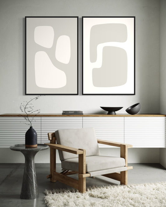 "JAPANDI 4" - Wall Art Set of 2 (Black Frame)