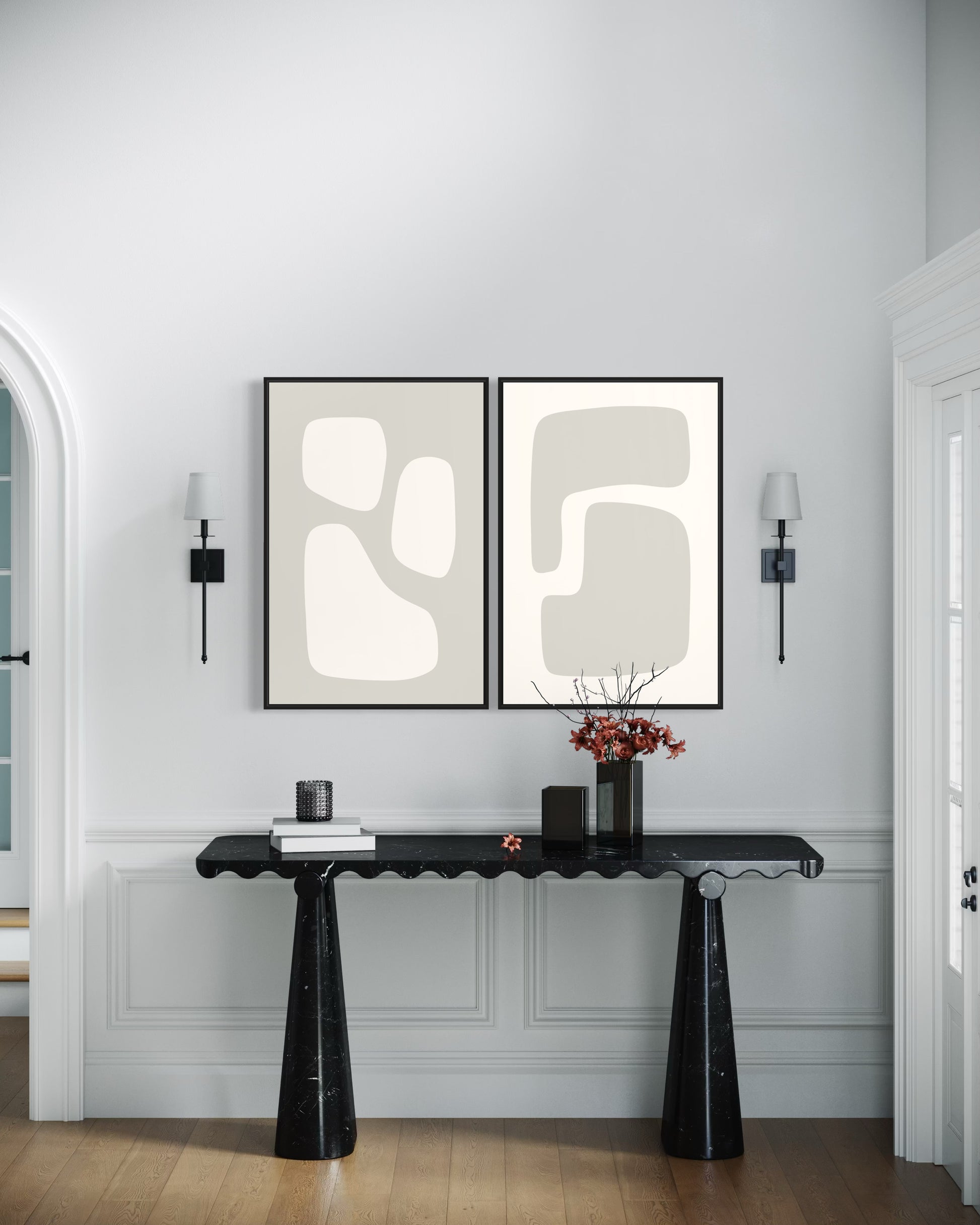 "JAPANDI 4" - Wall Art Set of 2 (Black Frame)