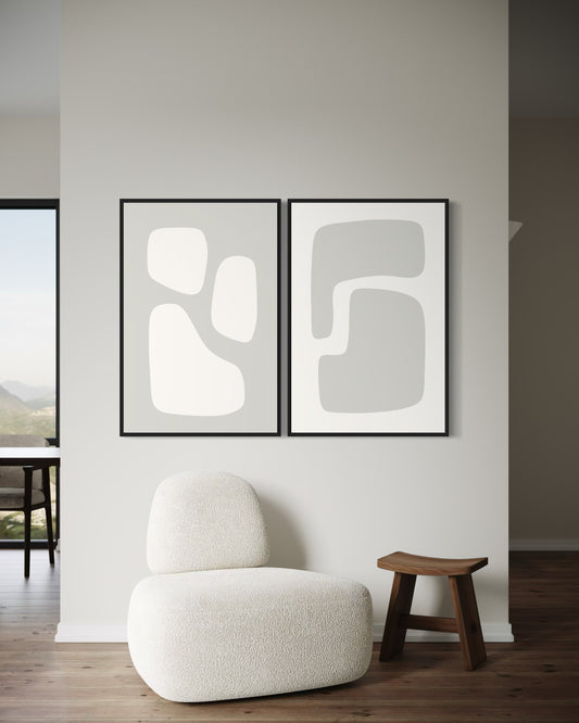 "JAPANDI 4" - Wall Art Set of 2 (Black Frame)