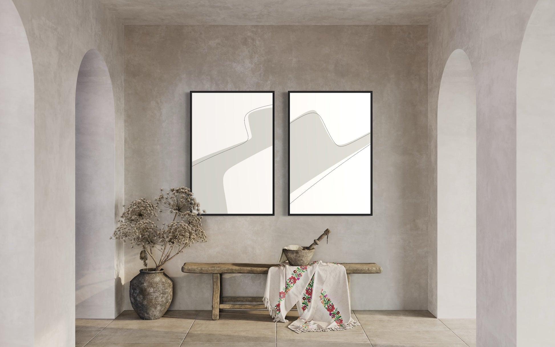 "REFLECTION" - Wall Art Set of 2 (Black Frame)