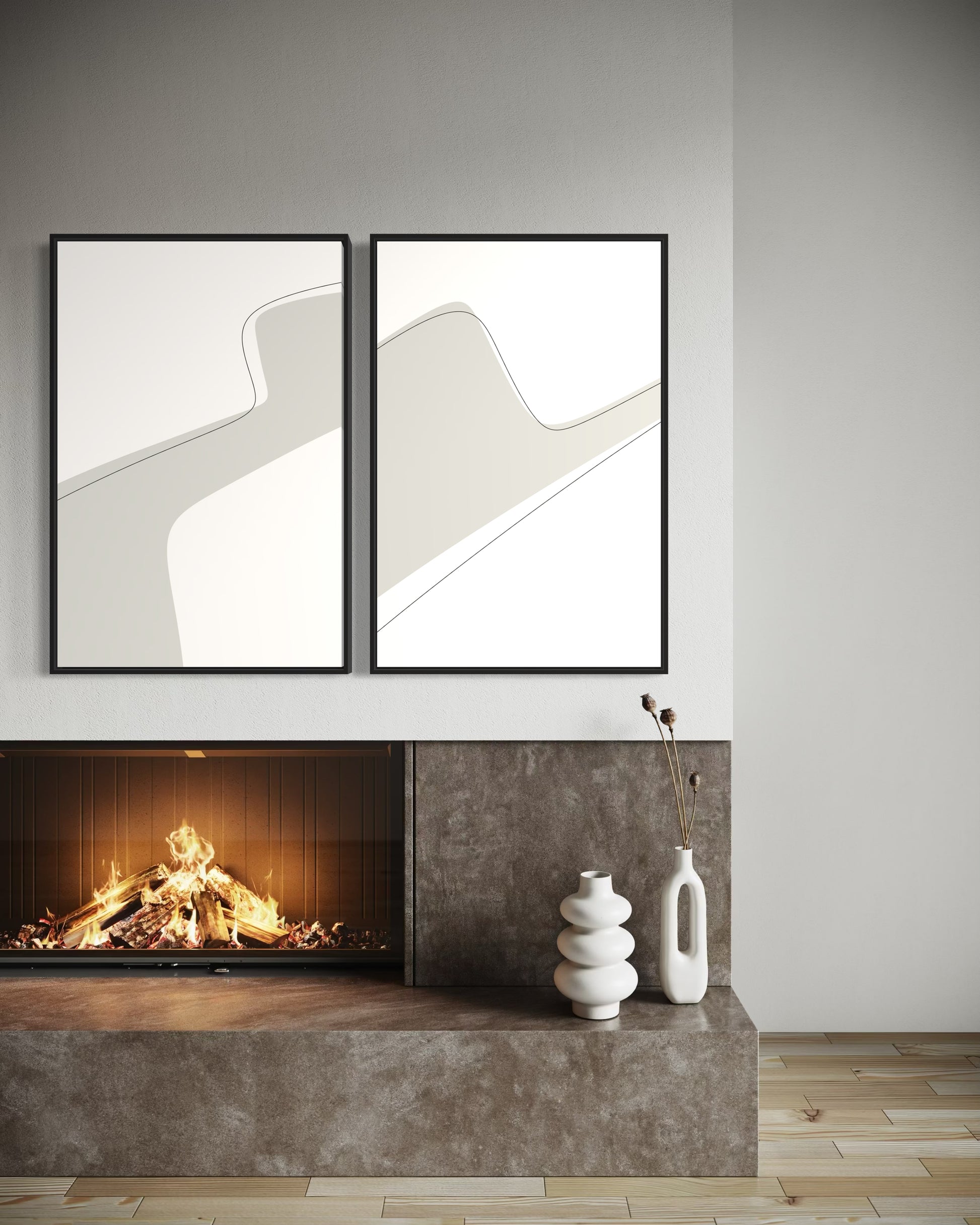 "REFLECTION" - Wall Art Set of 2 (Black Frame)