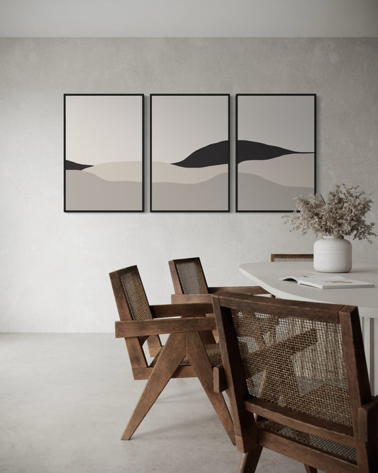 "DUNES" - Wall Art Set of 3 (Black Frame)
