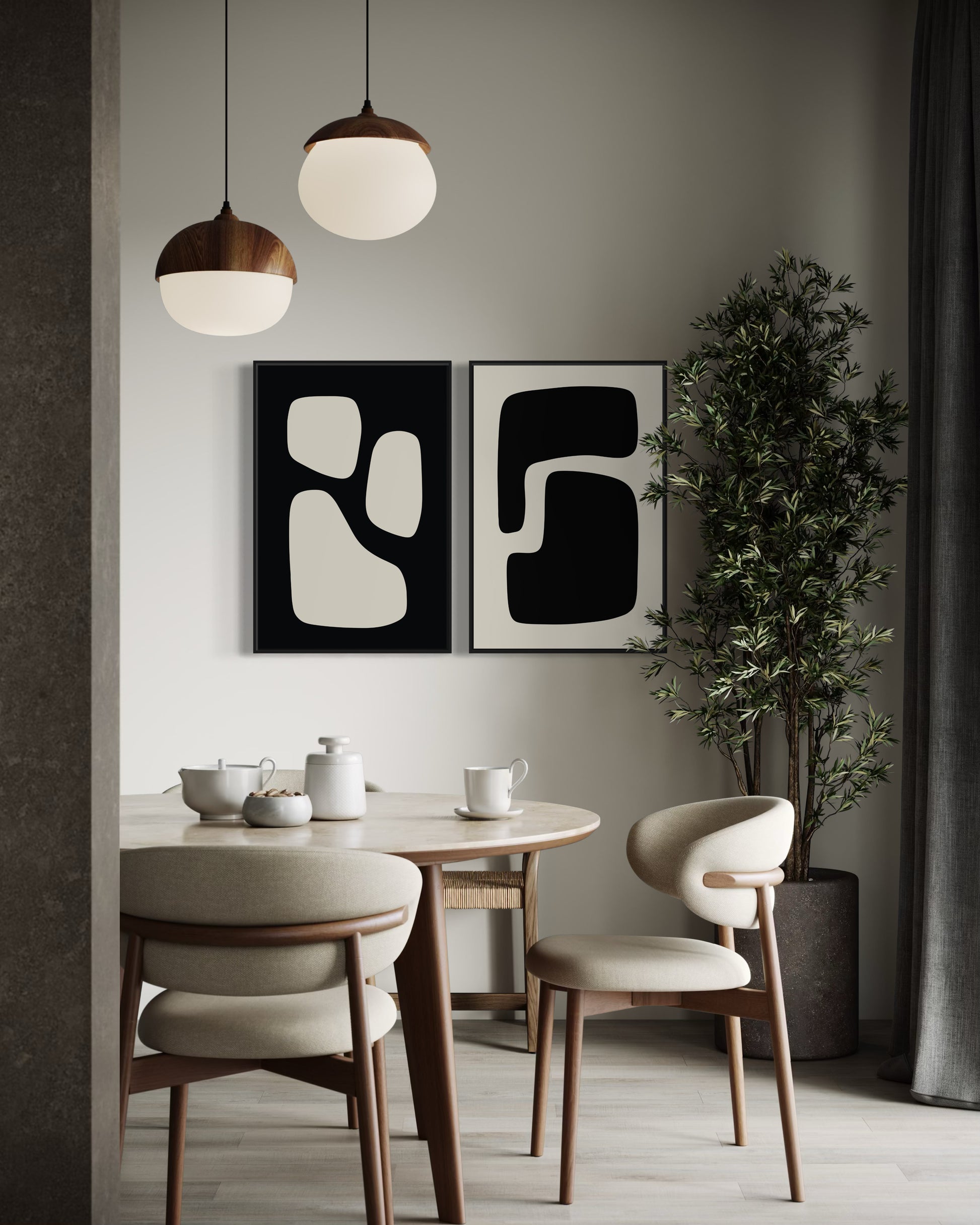 "JAPANDI 3" - Wall Art Set of 2 (Black Frame)