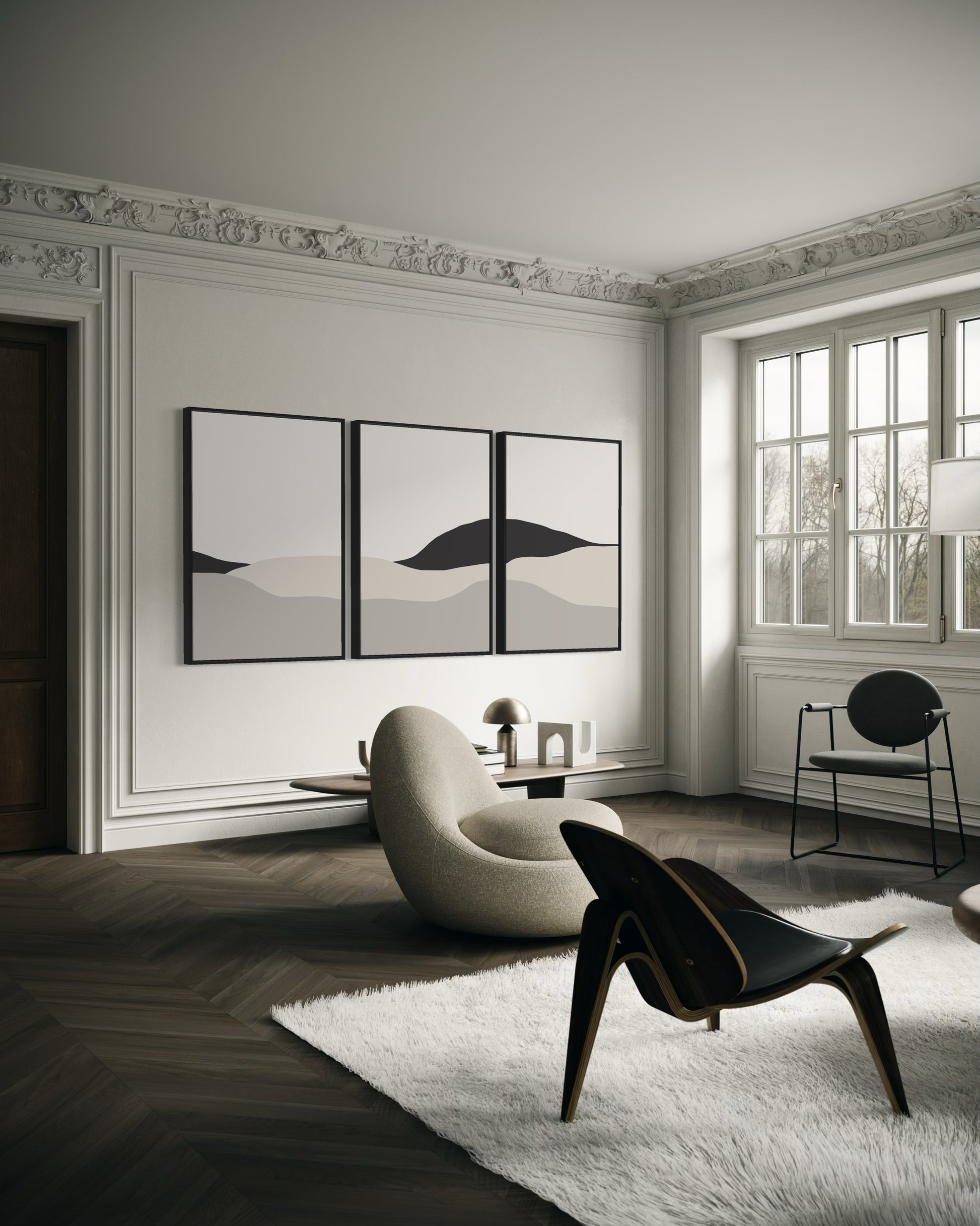 "DUNES" - Wall Art Set of 3 (Black Frame)